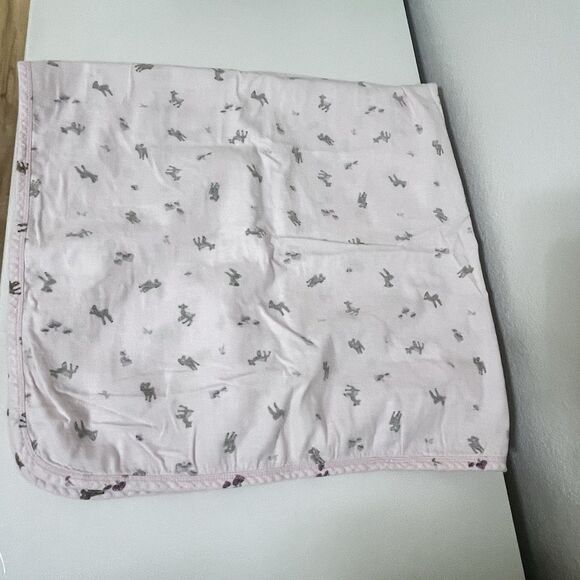 Old Navy Pink Fawn Deer Mushrooms Flannel Baby Receiving Blanket Lovey Lovie - Picture 13 of 13
